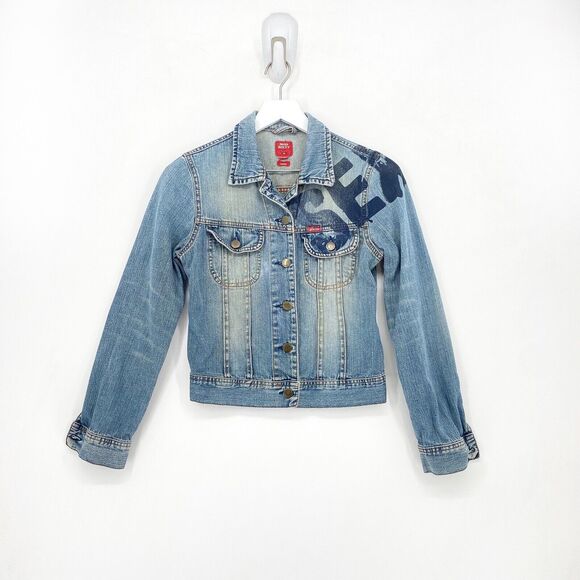 VTG Miss Sixty Women XS Ross Jacket Blue Denim Cropped Once We Had LOGO Vintage - Picture 1 of 7